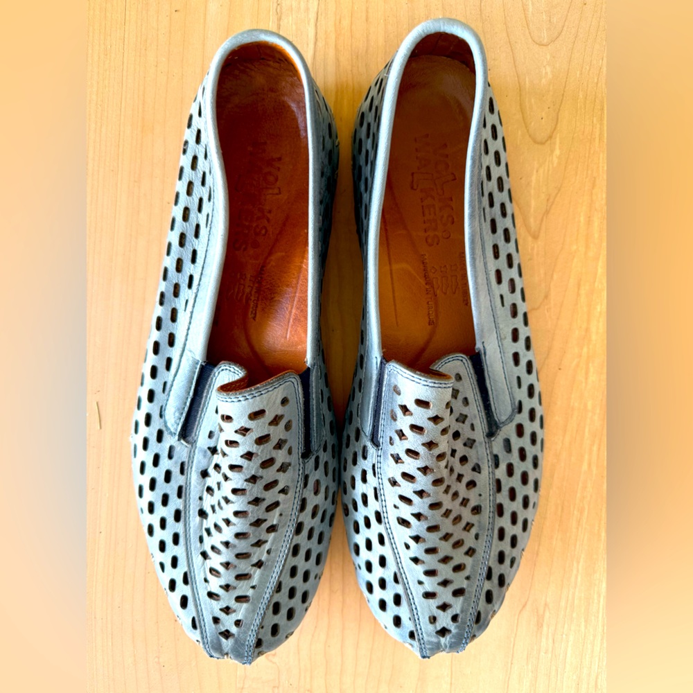 Volks walkers leather loafers light blue